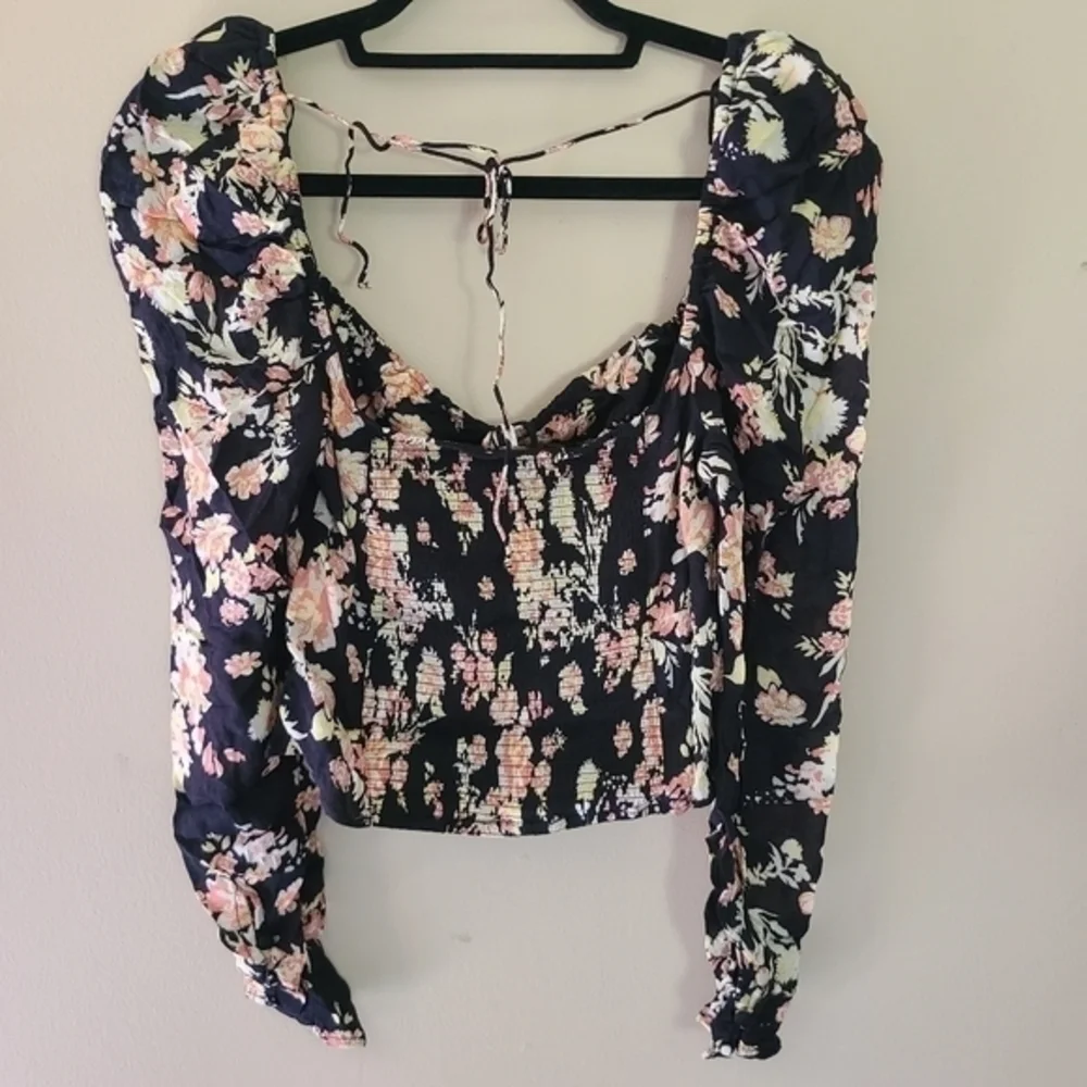 Free People‎ Hilary Printed Top Black Combo NWT